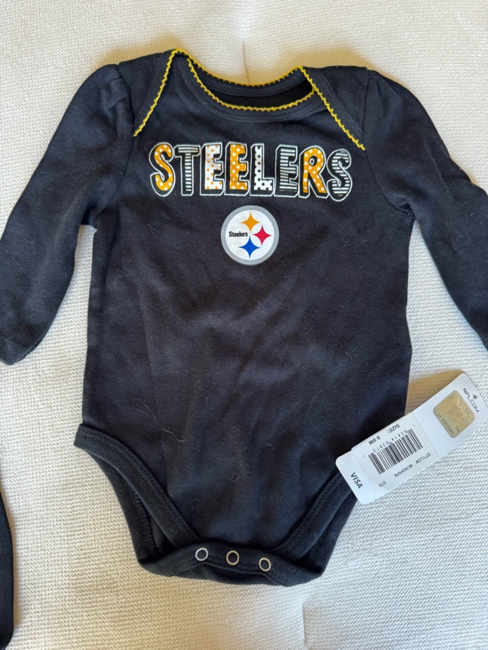 Pittsburgh Steelers & Penguins Baby Onesie Set - Black & White with Gold Accents - Picture 3 of 7